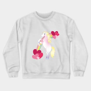 Cute Unicorn and Rainbow Hearts Crewneck Sweatshirt